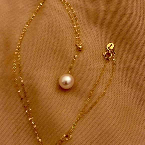 Real 18K Gold Freshwater Pearl Necklace - Picture 6 of 7